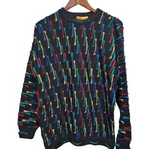 Mulga Classics 100% Wool Australian Made XL Coogi Style Multicolor‎ Sweater